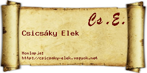 Csicsáky Elek névjegykártya